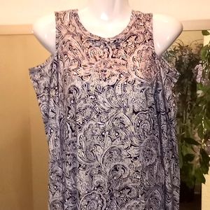 Michael Kors Paisley Printed Cold Shoulder Knit Top